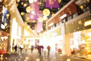 Shopping mall blur background with bokeh